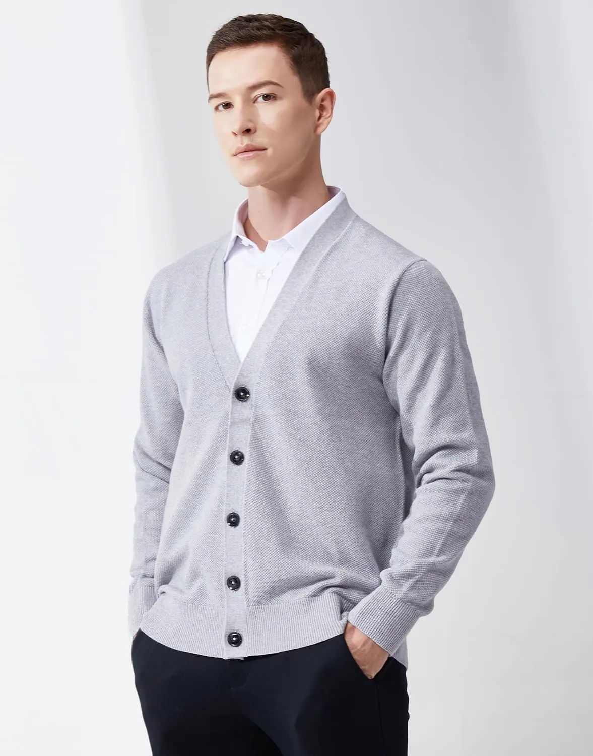 Mens Casual Slim Fit Vneck Long Sleeve Button Down Cardigan Sweater