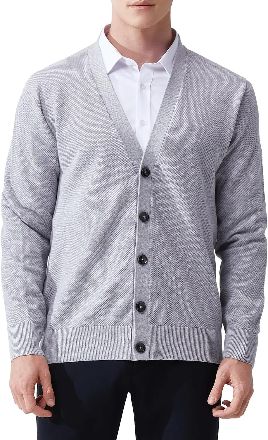Mens Casual Slim Fit Vneck Long Sleeve Button Down Cardigan Sweater