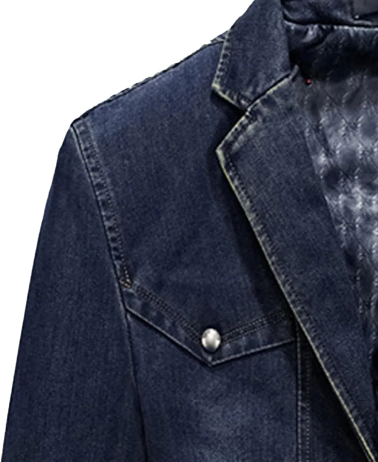 Men's Cowboy Denim Blazer Jacket Classic Notched Collar 3 Button Coat Tailoring Distressed Casual Coats