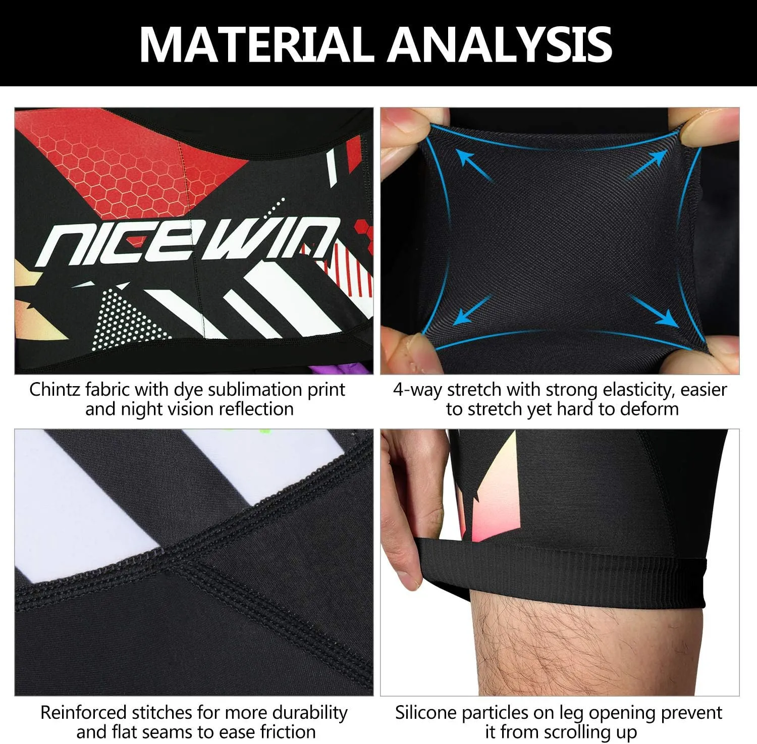 Men's Cycling Shorts Anti-Slip Leg 4D Padded Bike Shorts with 3-Pockets Breathable Biking Bicycle Motorcycle Half-Pants