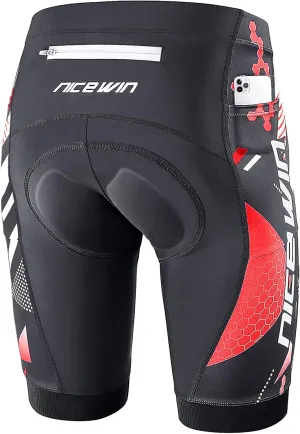 Men's Cycling Shorts Anti-Slip Leg 4D Padded Bike Shorts with 3-Pockets Breathable Biking Bicycle Motorcycle Half-Pants