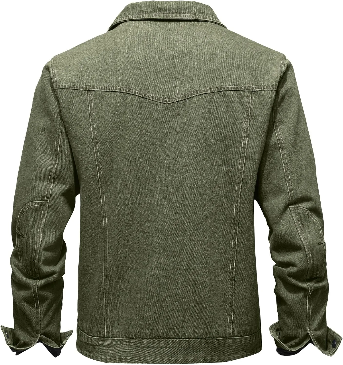 Men's Denim Jacket with Flannel Lined Jean Jackets for Winter Vintage Cowboy Cut Snap Closure Classic Heavy Duty