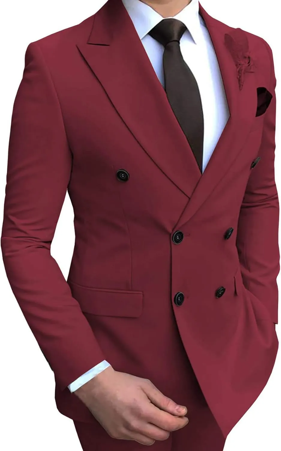 Men's Double Breasted Suit Blazer Slim Fit Casual Sports Coat for Wedding Peak Lapel Business Suit Blazer(1 Jacket)