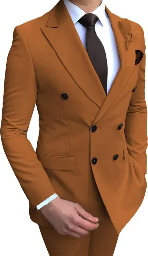 Men's Double Breasted Suit Blazer Slim Fit Casual Sports Coat for Wedding Peak Lapel Business Suit Blazer(1 Jacket)