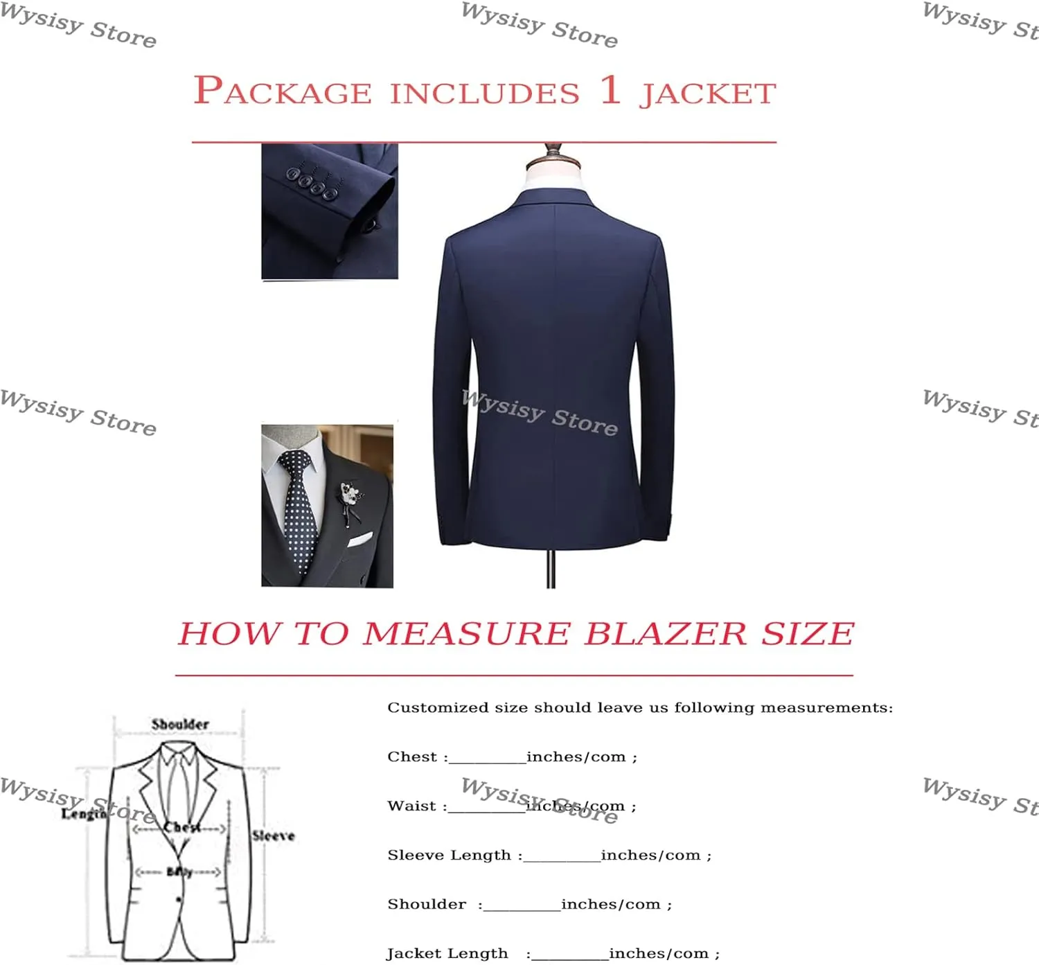 Men's Double Breasted Suit Blazer Slim Fit Casual Sports Coat for Wedding Peak Lapel Business Suit Blazer(1 Jacket)