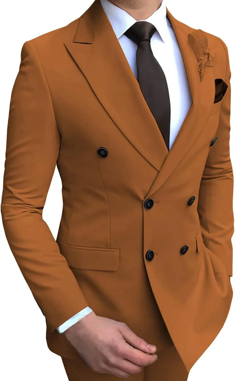Men's Double Breasted Suit Blazer Slim Fit Casual Sports Coat for Wedding Peak Lapel Business Suit Blazer(1 Jacket)