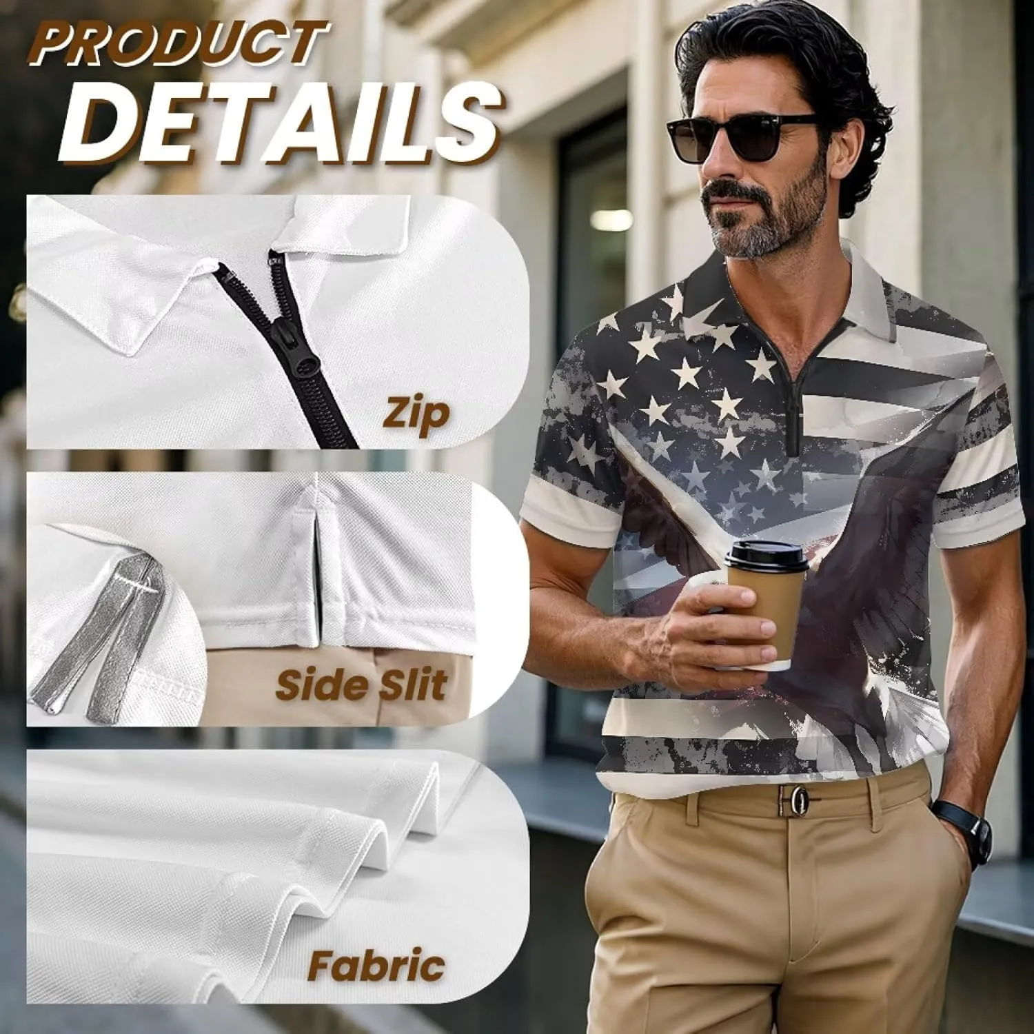 Mens Golf Shirt Moisture Wicking Quick-Dry Zippered Performance Shirts Turtleneck Tshirt Fashion Office XS-6XL