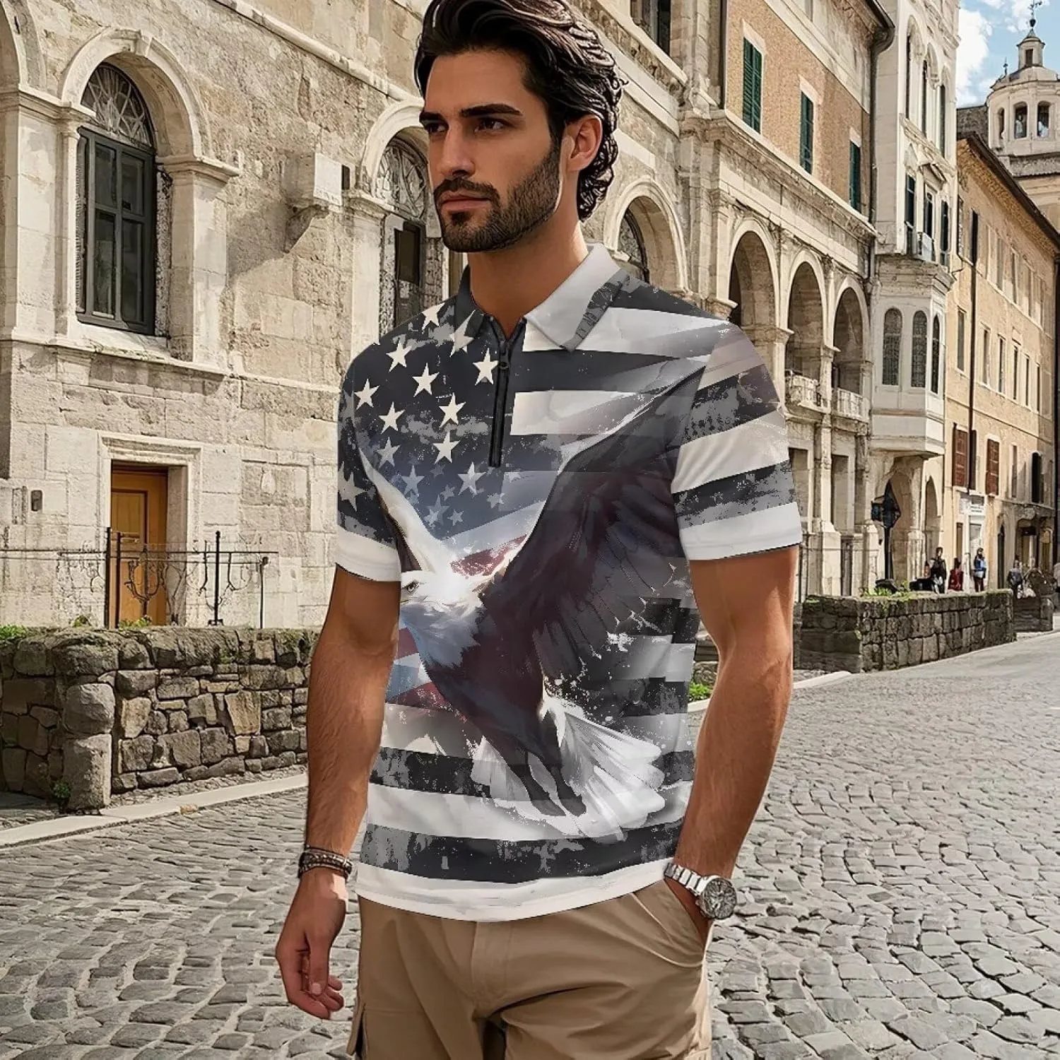 Mens Golf Shirt Moisture Wicking Quick-Dry Zippered Performance Shirts Turtleneck Tshirt Fashion Office XS-6XL