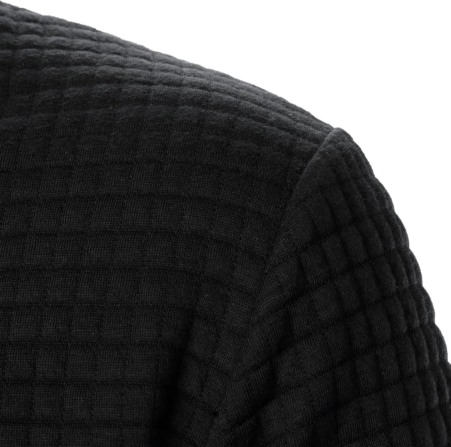 Men's Lightweight Varsity Jacket Full Zip Plaid Jacquard Jacket Stand Collar Waffle Coat Fashion Coat with Pockets