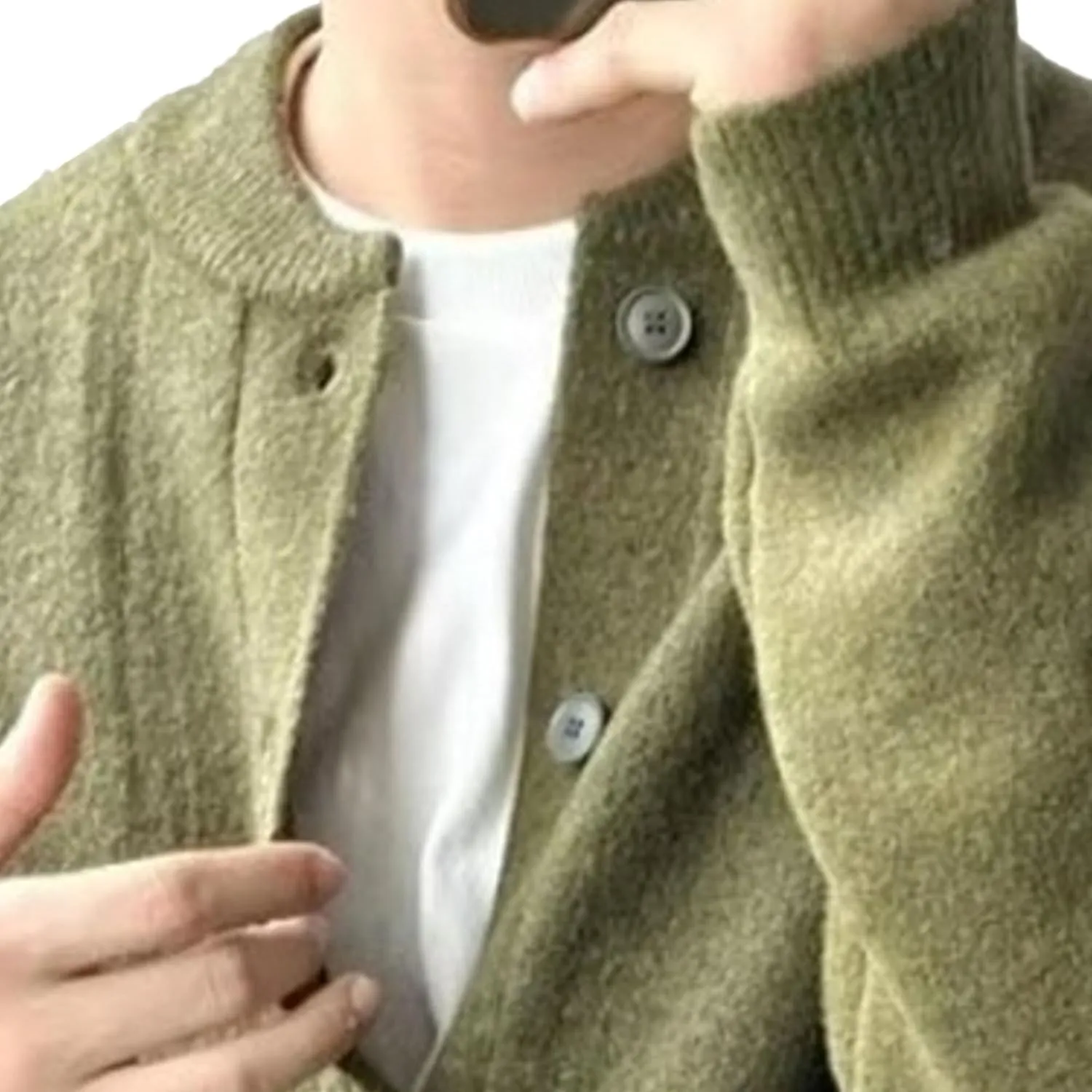 Men's Loose Fit Button Down Sweater Knitted Crew Neck Casual Sweater Cardigan Fashion Long Sleeve Sweaters