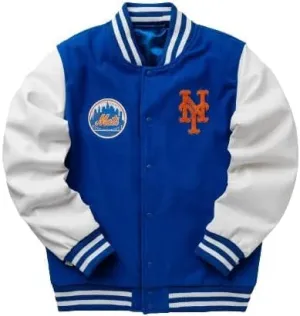 Mens NY Varsity Basketball Bomber Jacket - Mets Letterman Baseball Fleece Jacket