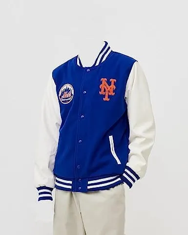 Mens NY Varsity Basketball Bomber Jacket - Mets Letterman Baseball Fleece Jacket