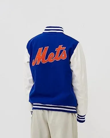 Mens NY Varsity Basketball Bomber Jacket - Mets Letterman Baseball Fleece Jacket