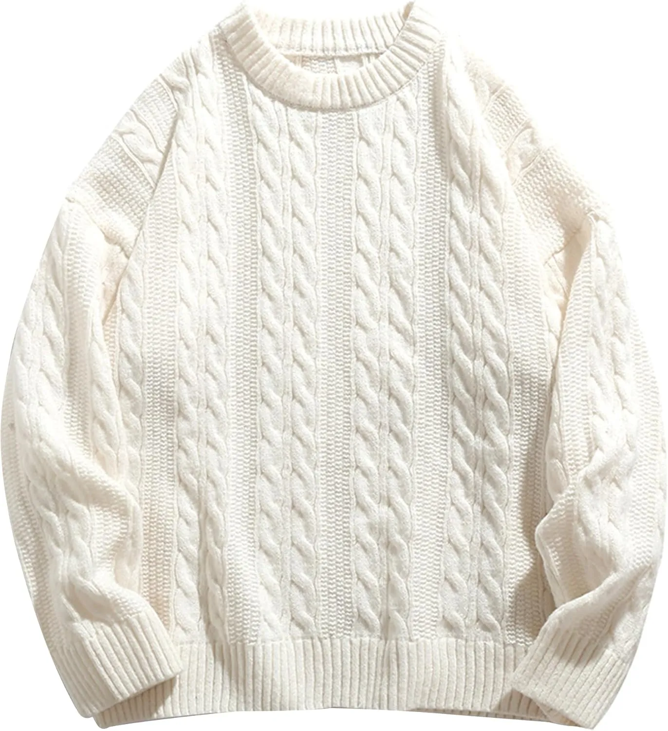 Mens Oversized Sweater Unisex Long Sleeve Cable Knit Sweaters Aesthetic Streetwear Casual Sweater Jumper Tops