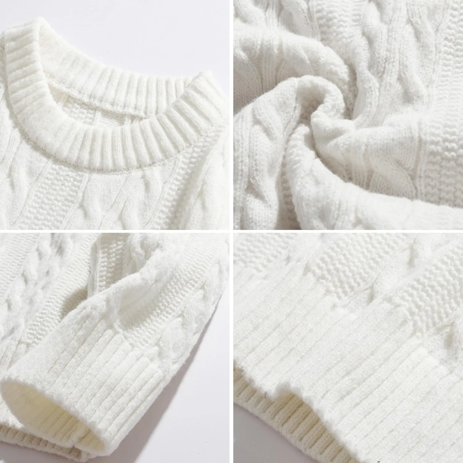 Mens Oversized Sweater Unisex Long Sleeve Cable Knit Sweaters Aesthetic Streetwear Casual Sweater Jumper Tops