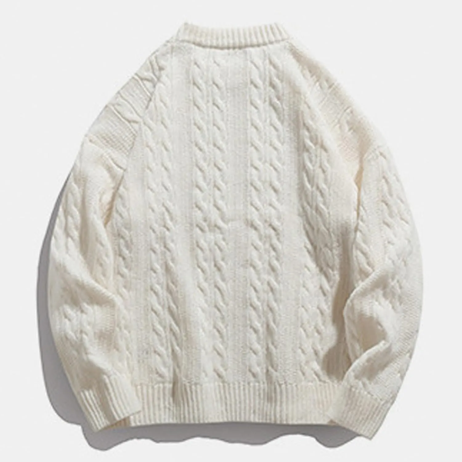 Mens Oversized Sweater Unisex Long Sleeve Cable Knit Sweaters Aesthetic Streetwear Casual Sweater Jumper Tops