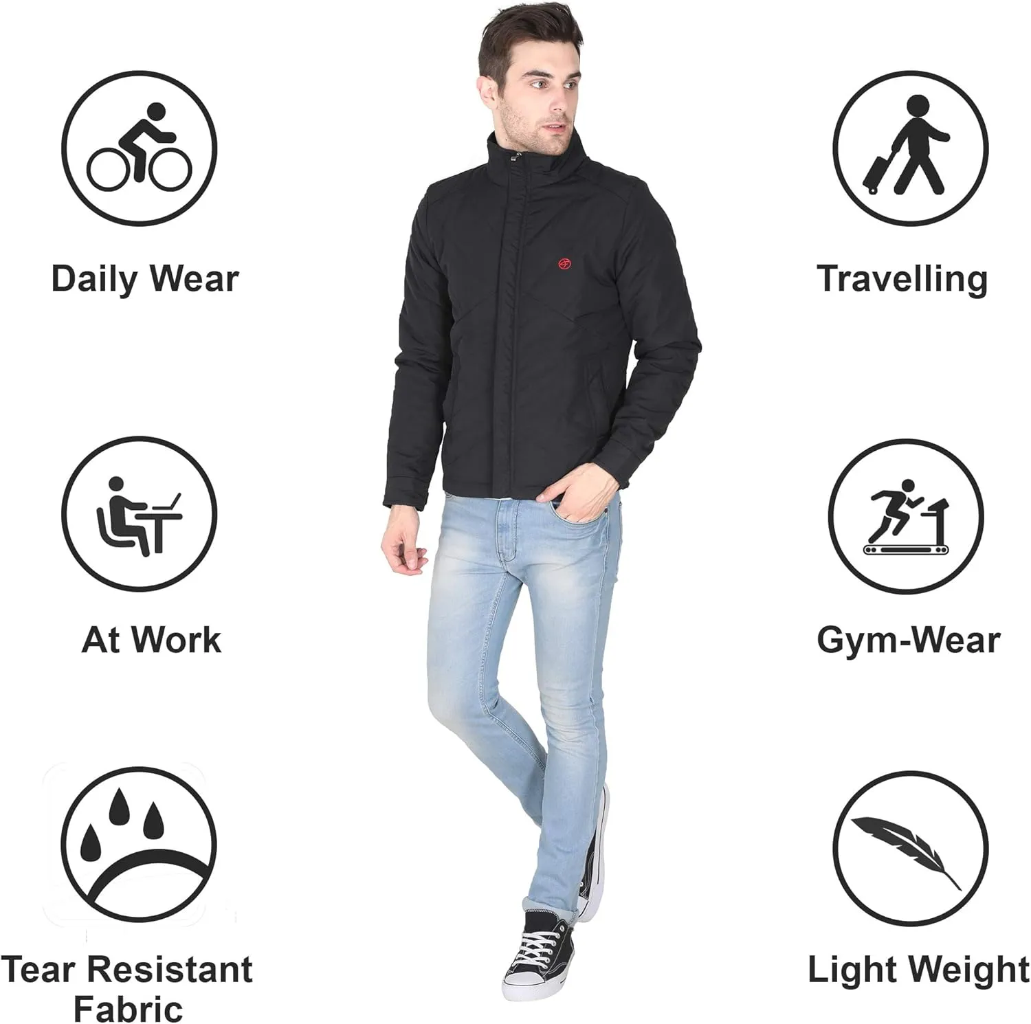 Men's Puffer Jacket Water-Resistant Light Weight Windproof Soft Fabric Down Jacket for Outdoor Activities