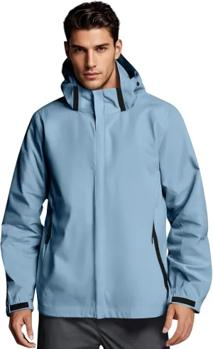 Mens Rain Jacket Lightweight Waterproof Rain Coat Poncho Sun Protective Outdoor Jacket with Hooded