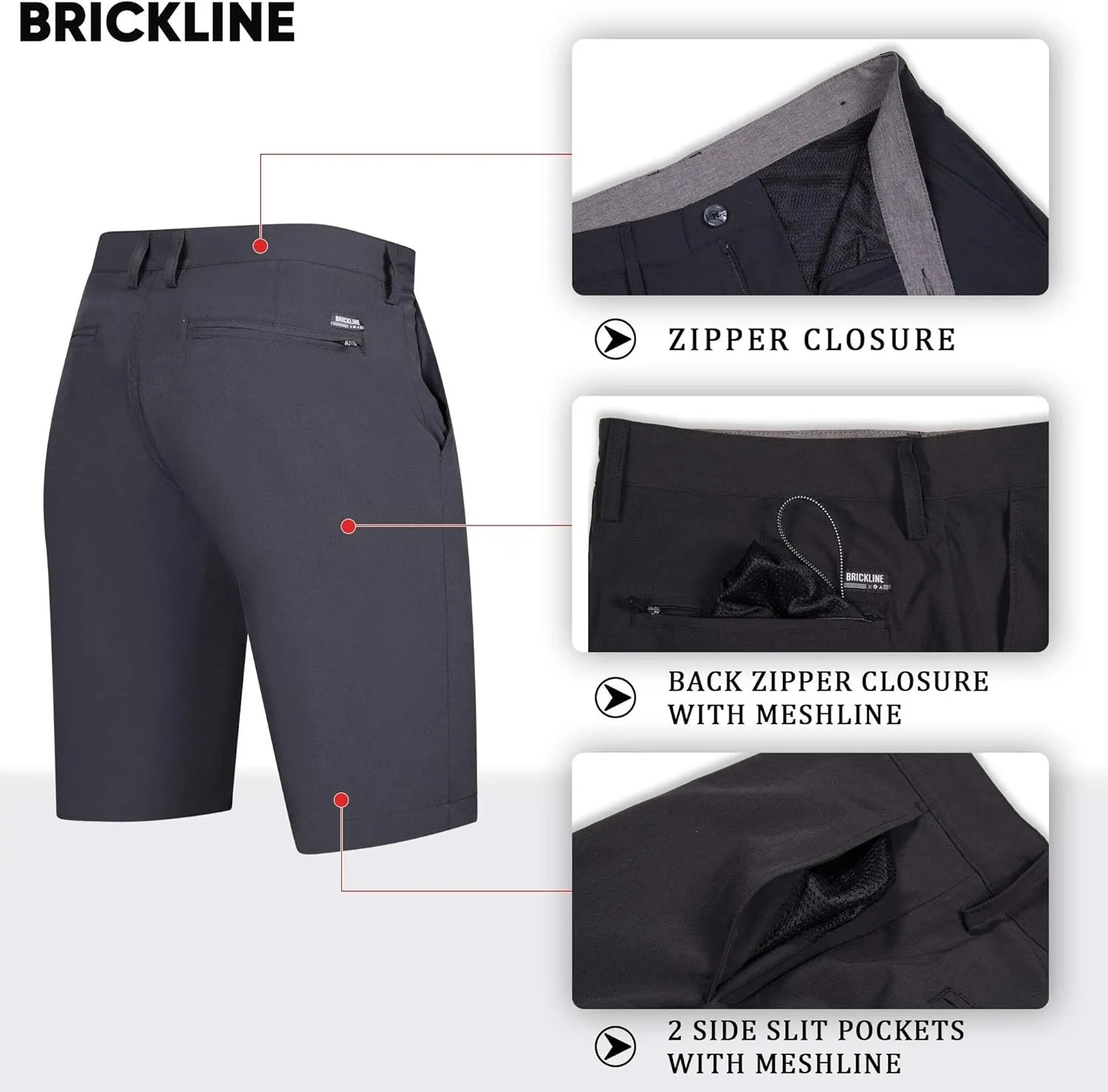 Mens Shorts for Men, Hybrid Casual Golf Dress Flat Front Quick Dry Stretch Board Shorts, Lightweight Chino Short