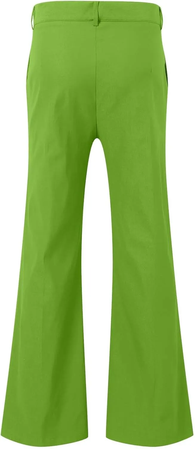 Mens Sweatpants Men's Solid Color Bell-Bottom Belt Pocket Casual Big Trousers Loose Legs Suit Pants for Men
