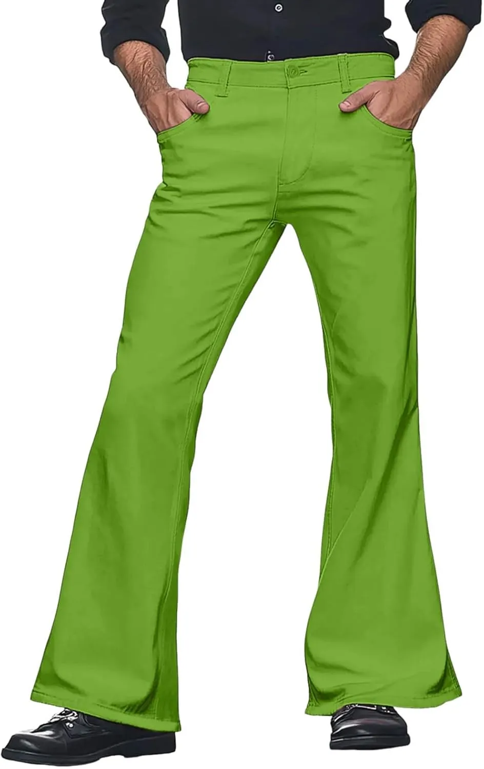 Mens Sweatpants Men's Solid Color Bell-Bottom Belt Pocket Casual Big Trousers Loose Legs Suit Pants for Men