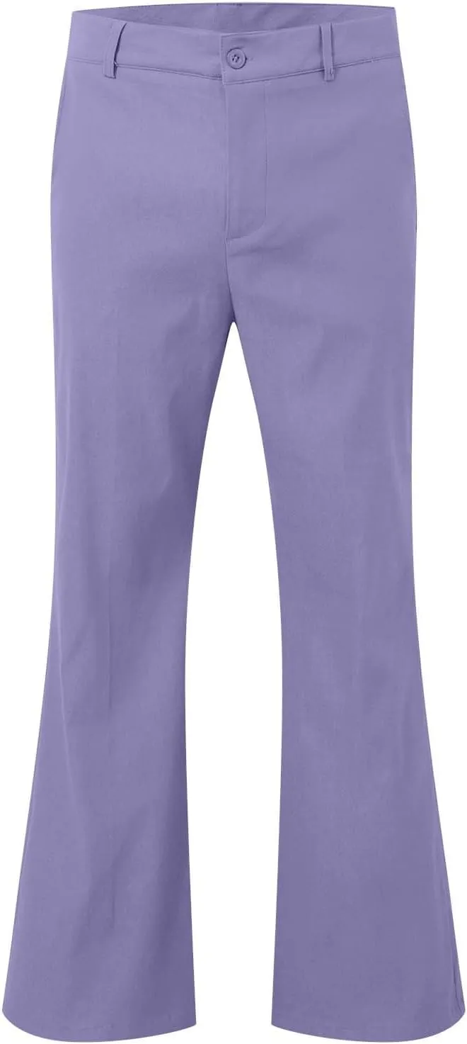 Mens Sweatpants Men's Solid Color Bell-Bottom Belt Pocket Casual Big Trousers Loose Legs Suit Pants for Men