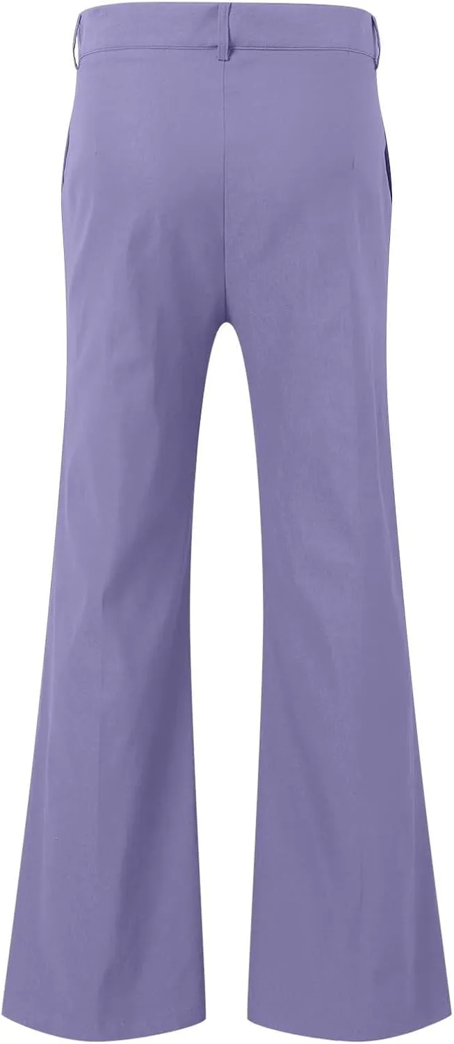 Mens Sweatpants Men's Solid Color Bell-Bottom Belt Pocket Casual Big Trousers Loose Legs Suit Pants for Men