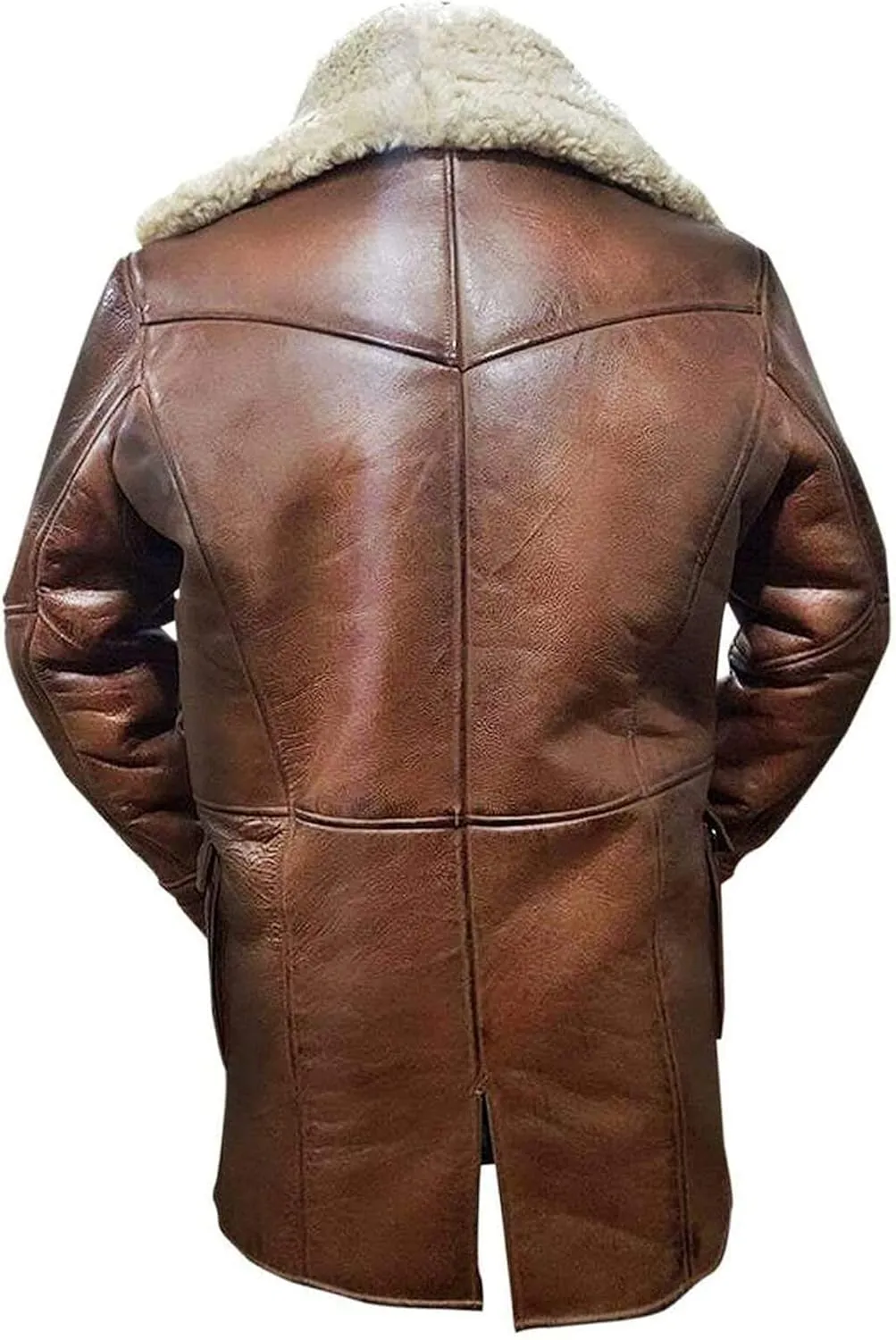 Mens Tom Hardy Dark Knight Bane Faux Fur Shearling Black Leather trench Swedish Bomber Coat
