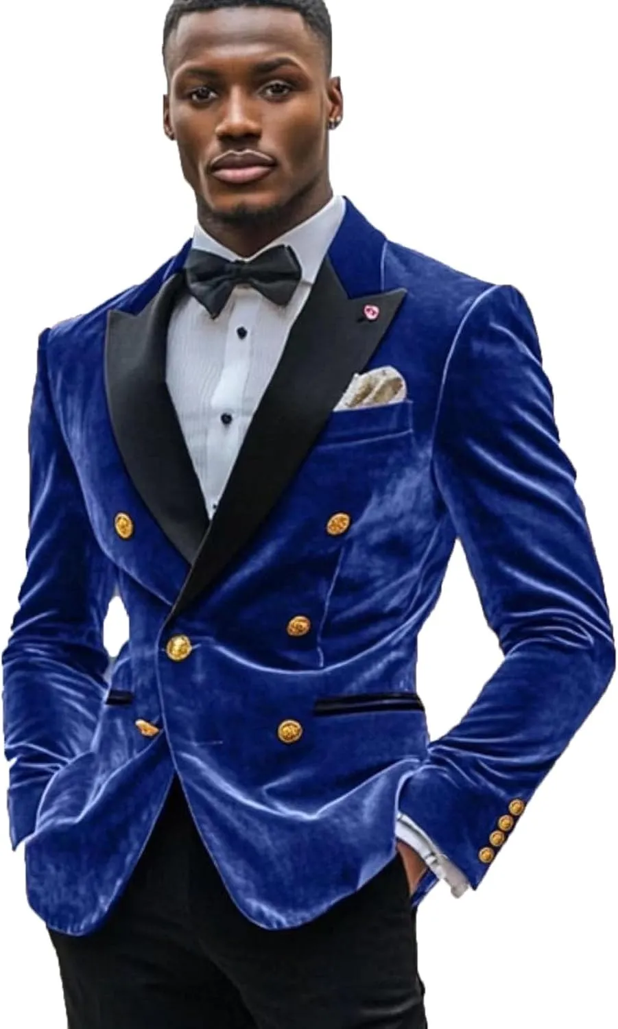 Men's Velvet Blazer Double Breasted Overcoat Notch Lapel Dinner Suit Jacket Coat for Prom Wedding Party Dinner