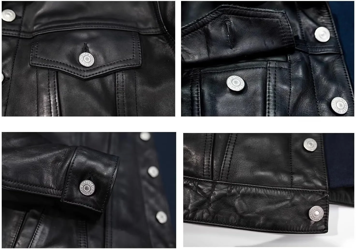 Men's Vintage Trucker Real Lambskin Leather Jacket - Western Motorcycle Cowboy Denim Leather Jacket