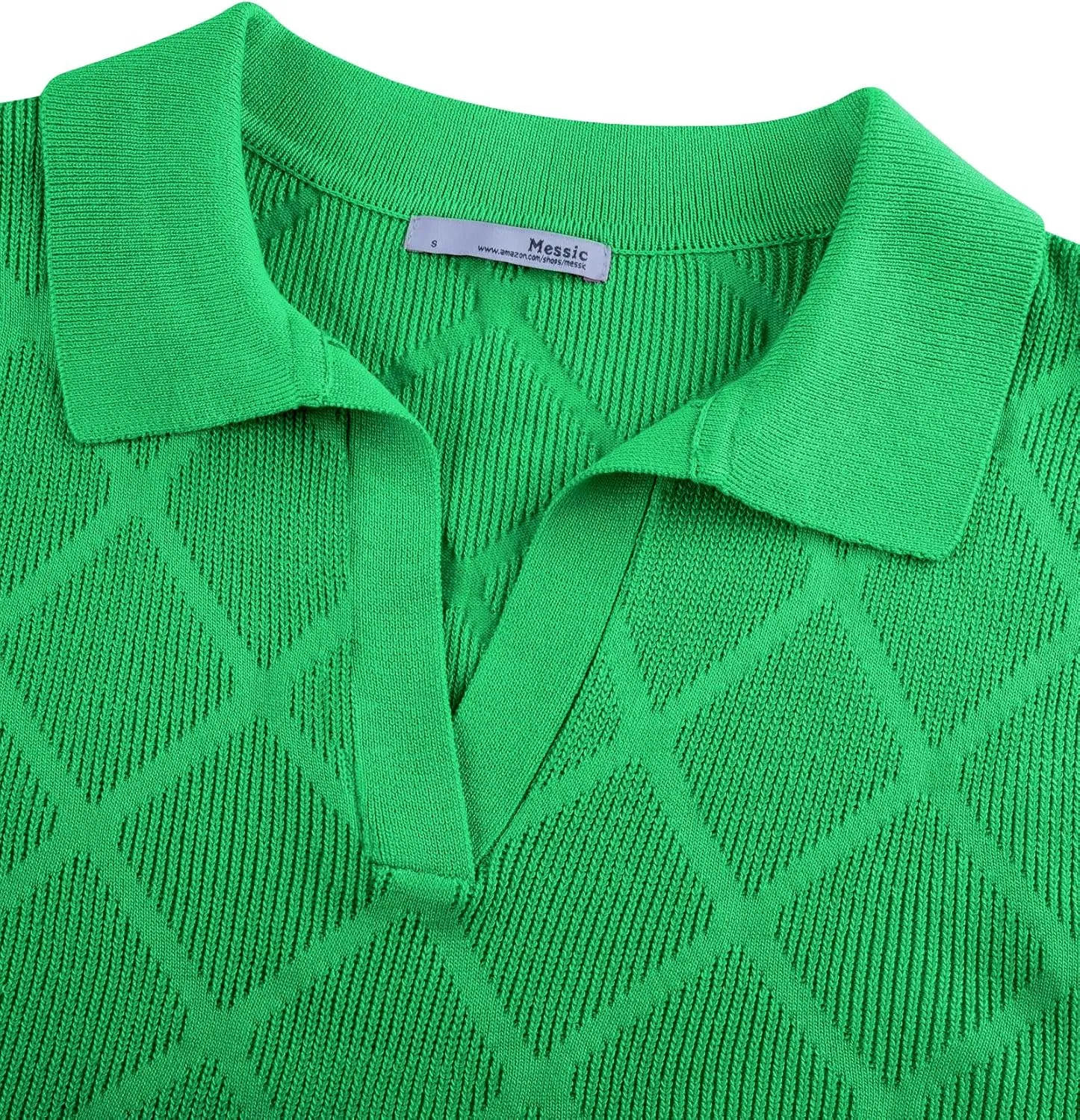 Messic Womens Cap Sleeve Sweater Lapel V Neck Casual Knit Pullover Tops 2024