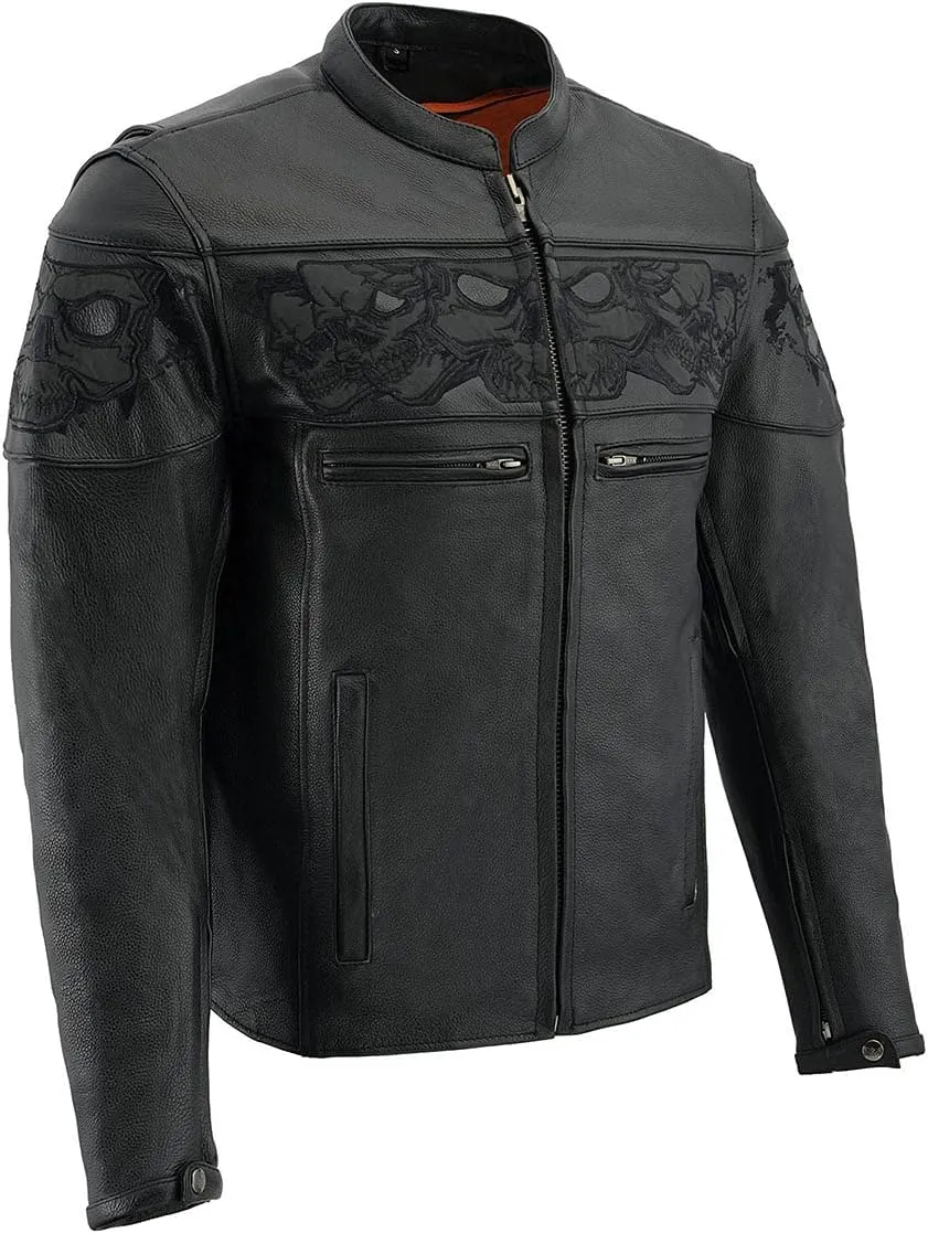 Milwaukee Leather Men's Premium Leather Vented Motorcycle Scooter Jacket w/Removable Liner | MLMXX - Large