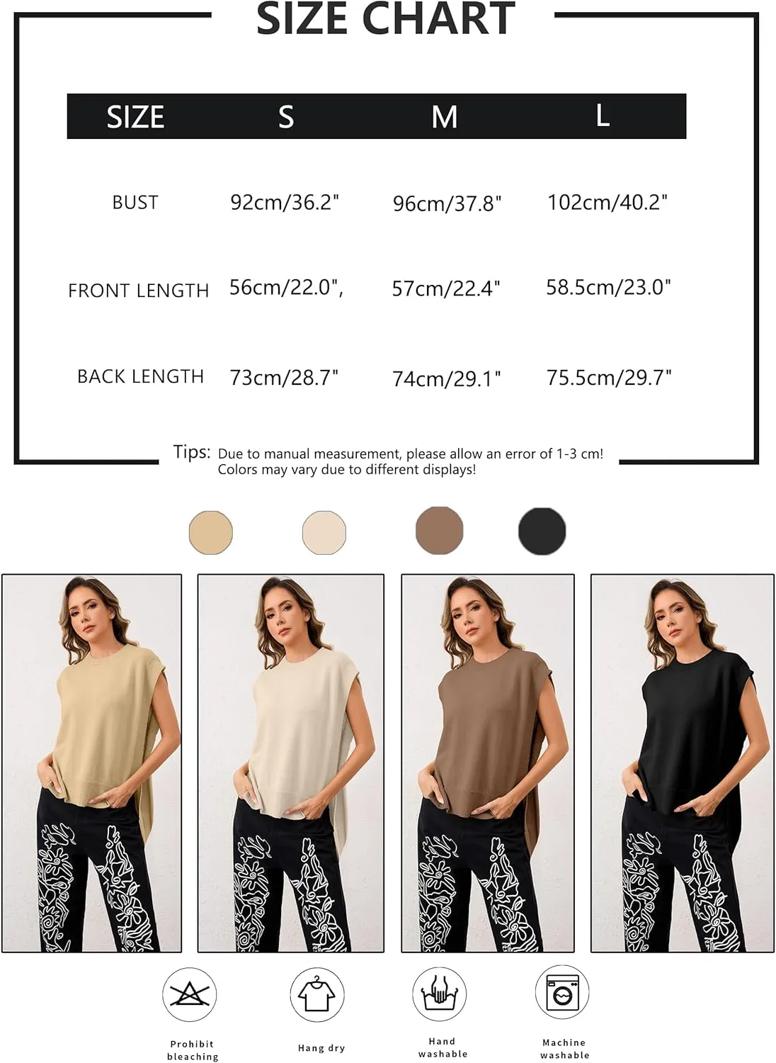 MISSACTIVER Women Oversized Round Neck Sleeveless Sweater Vest Knit High Low Hem Side Tie Solid Color Pullover Tank Tops