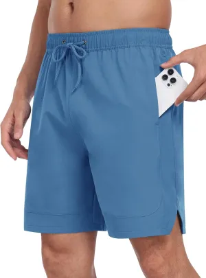 MoFiz Mens Swim Trunks 7inch Swim Shorts with Compression Liner Swimming Suits Board Shorts Surf Short Bathing Suit