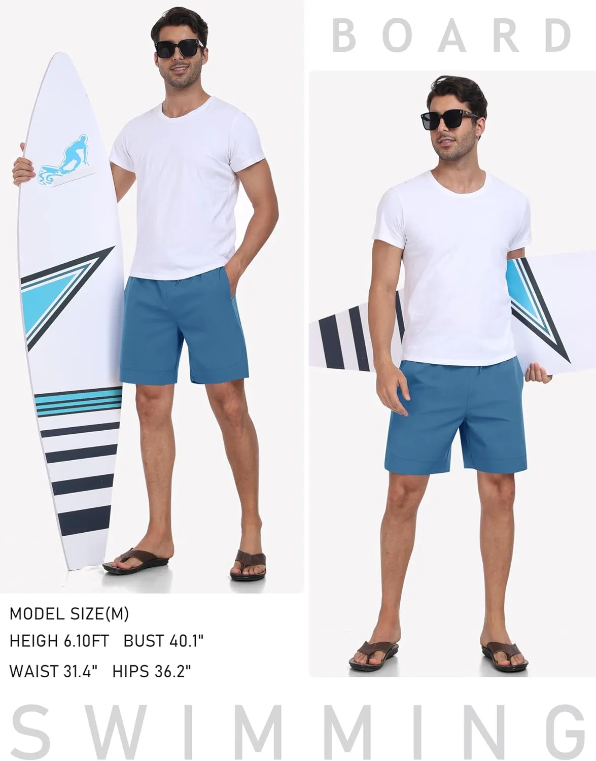 MoFiz Mens Swim Trunks 7inch Swim Shorts with Compression Liner Swimming Suits Board Shorts Surf Short Bathing Suit