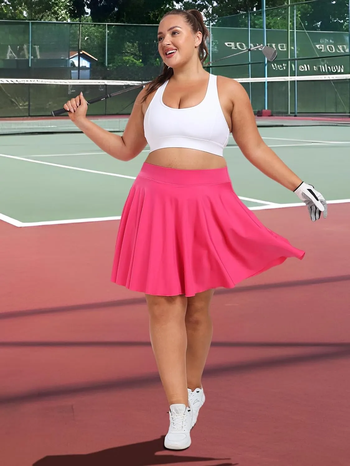 Moon Wood Knee Length Skirts for Women 4 Pockets High Waisted Plus Size Womens Tennis Skirt Athletic Golf Skirts with Shorts