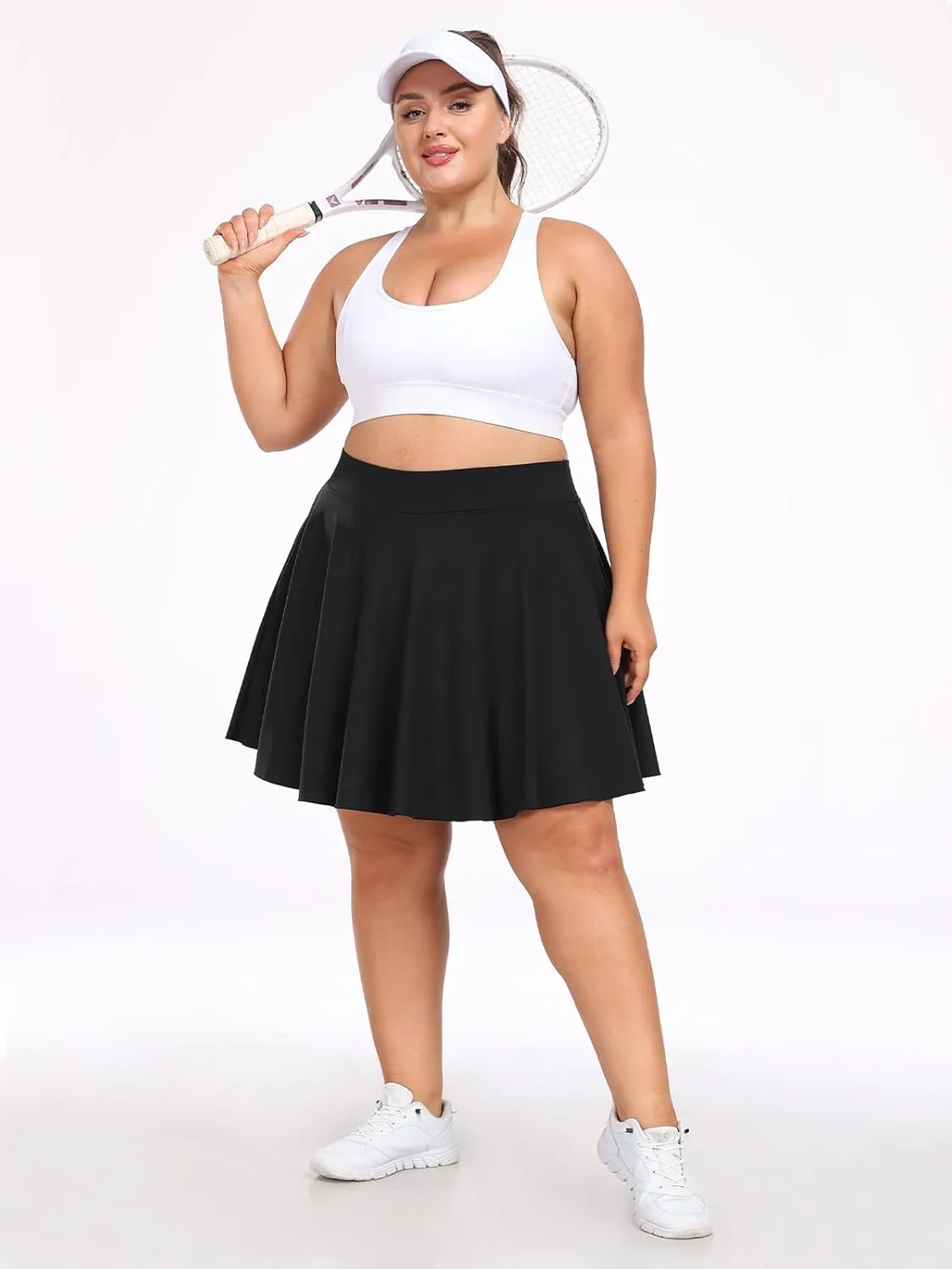 Moon Wood Knee Length Skirts for Women 4 Pockets High Waisted Plus Size Womens Tennis Skirt Athletic Golf Skirts with Shorts