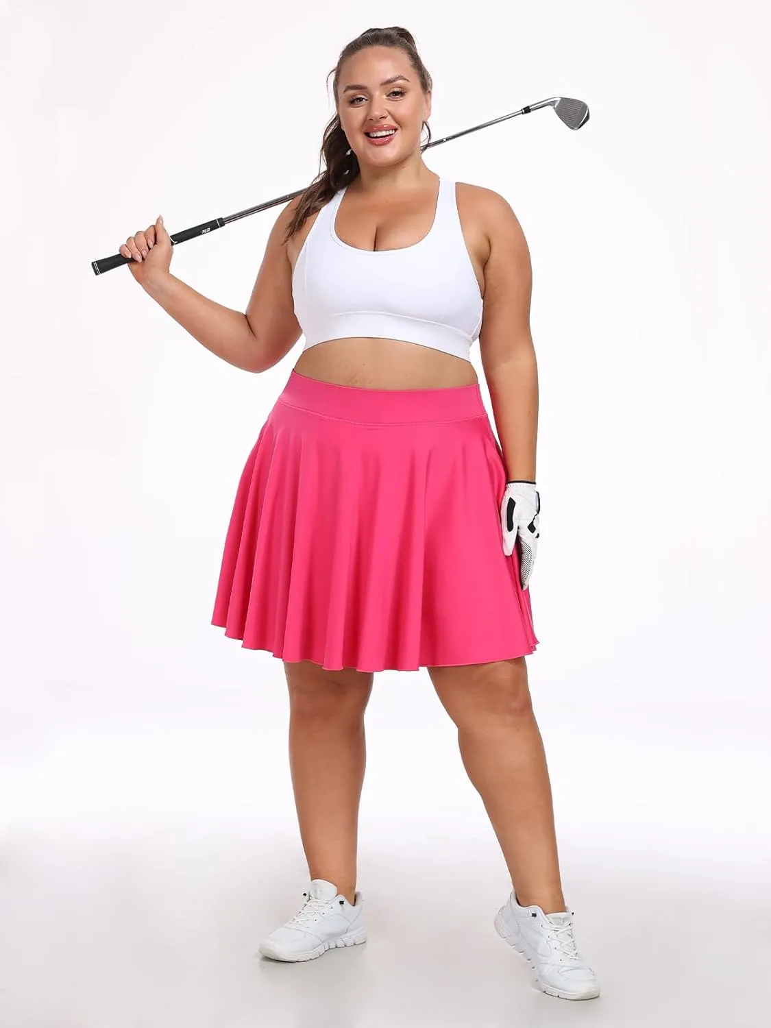 Moon Wood Knee Length Skirts for Women 4 Pockets High Waisted Plus Size Womens Tennis Skirt Athletic Golf Skirts with Shorts