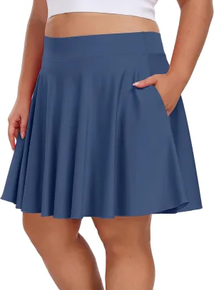 Moon Wood Knee Length Skirts for Women 4 Pockets High Waisted Plus Size Womens Tennis Skirt Athletic Golf Skirts with Shorts