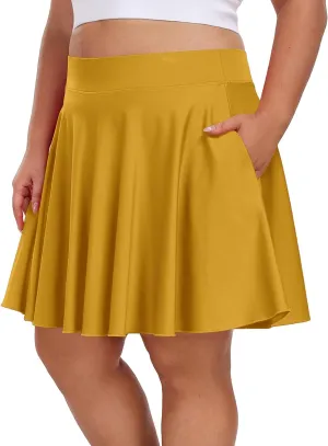 Moon Wood Knee Length Skirts for Women 4 Pockets High Waisted Plus Size Womens Tennis Skirt Athletic Golf Skirts with Shorts