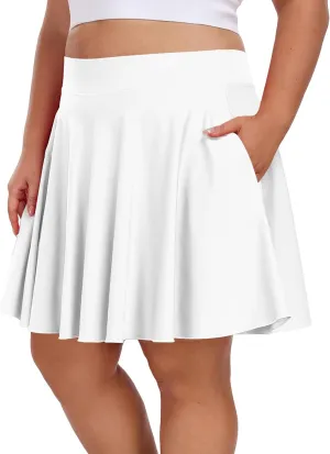 Moon Wood Knee Length Skirts for Women 4 Pockets High Waisted Plus Size Womens Tennis Skirt Athletic Golf Skirts with Shorts