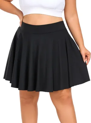 Moon Wood Knee Length Skirts for Women 4 Pockets High Waisted Plus Size Womens Tennis Skirt Athletic Golf Skirts with Shorts