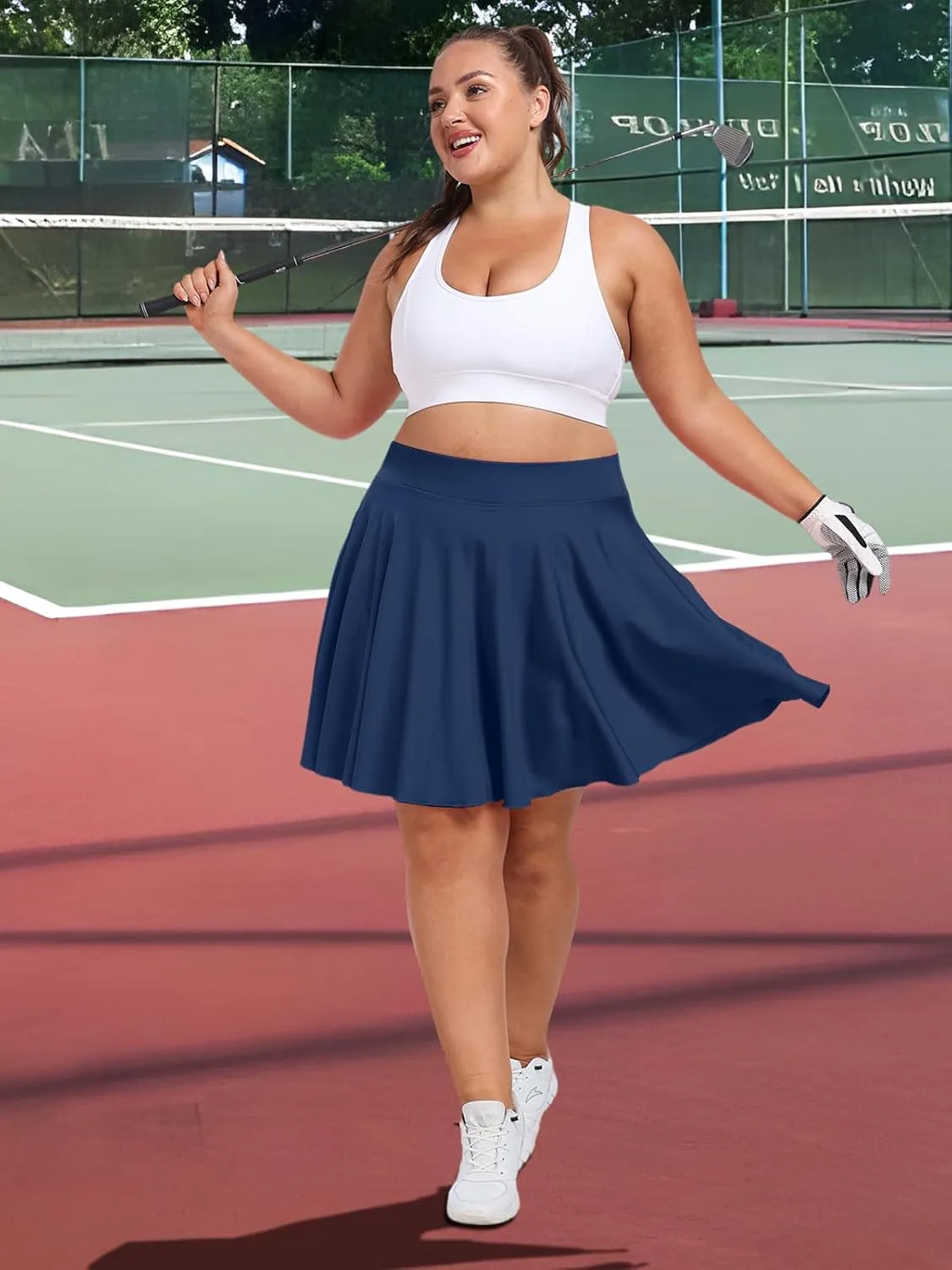 Moon Wood Knee Length Skirts for Women 4 Pockets High Waisted Plus Size Womens Tennis Skirt Athletic Golf Skirts with Shorts