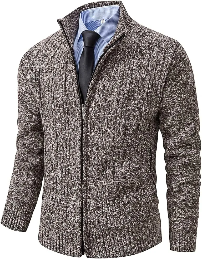 Msmsse Men's Cardigan Sweaters Full Zip Knitted Sweater for Men