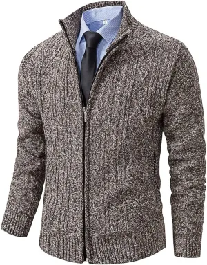 Msmsse Men's Cardigan Sweaters Full Zip Knitted Sweater for Men