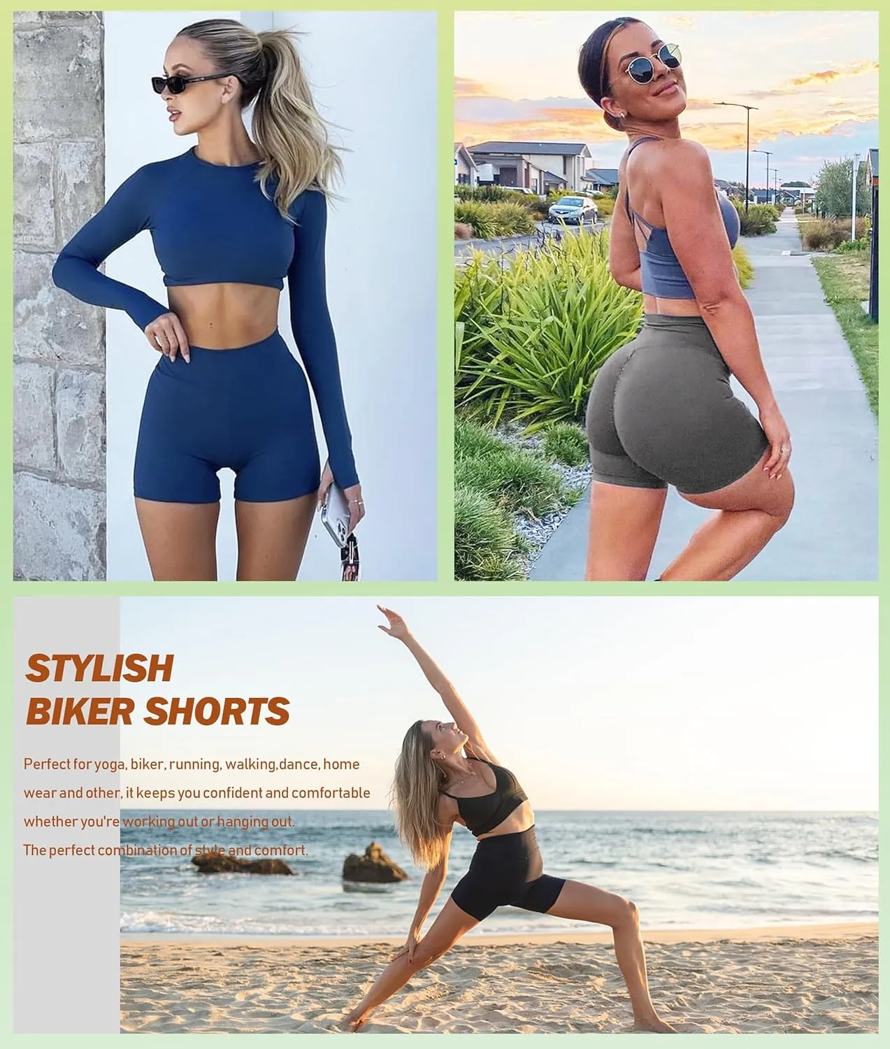 NEW YOUNG Biker Shorts Women with Pockets-5"/8" High Waisted Tummy Control Workout Gym Running Yoga Shorts
