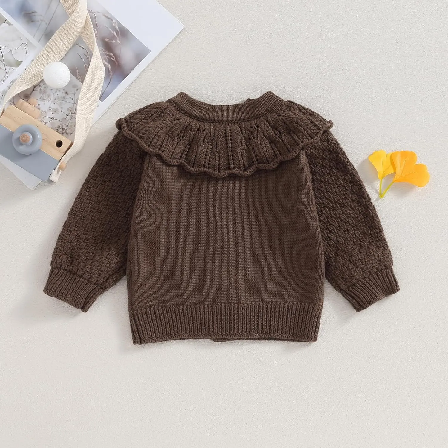 Newborn Baby Girls Knit Cardigans Long Sleeve Crewneck Hollow Knit Thin Sweater Toddler Button Tops Coat Outwear