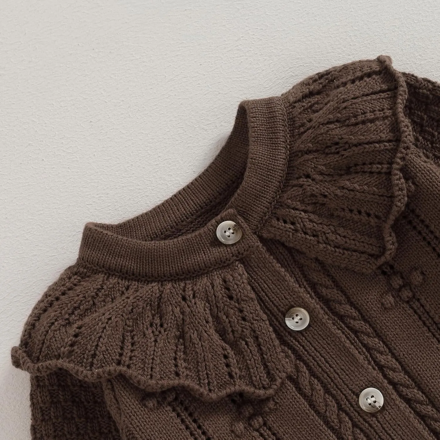 Newborn Baby Girls Knit Cardigans Long Sleeve Crewneck Hollow Knit Thin Sweater Toddler Button Tops Coat Outwear