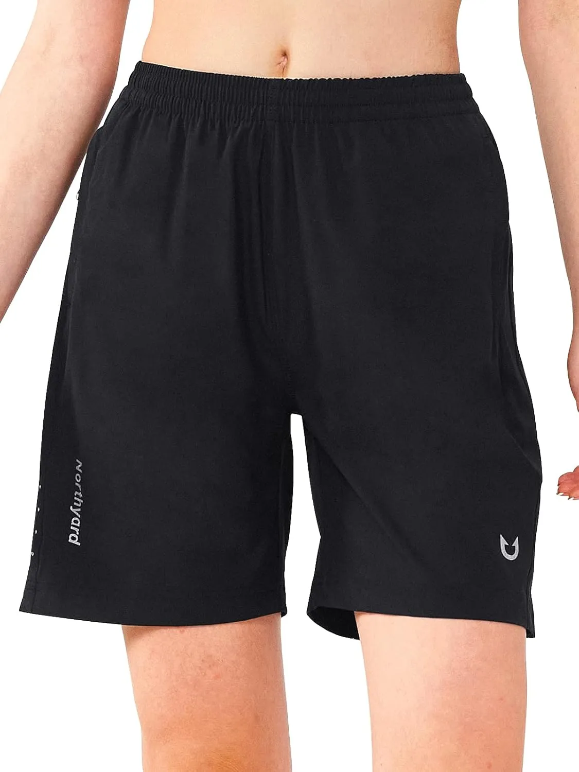 NORTHYARD Women's Athletic Hiking Shorts Quick Dry Active Running Lightweight Shorts for Gym Workout with 3 Zipper Pockets