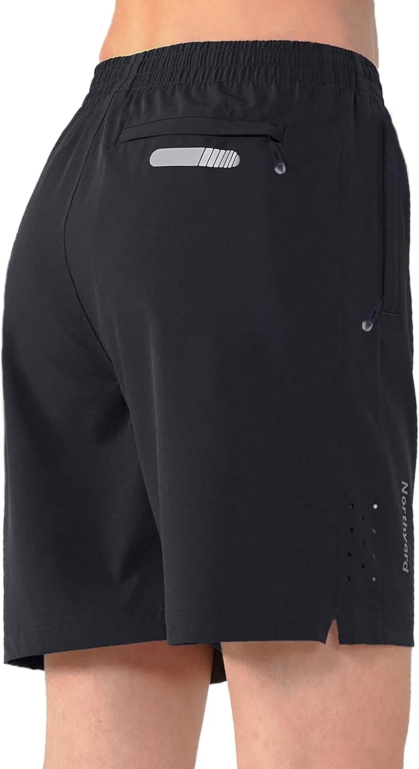 NORTHYARD Women's Athletic Hiking Shorts Quick Dry Active Running Lightweight Shorts for Gym Workout with 3 Zipper Pockets